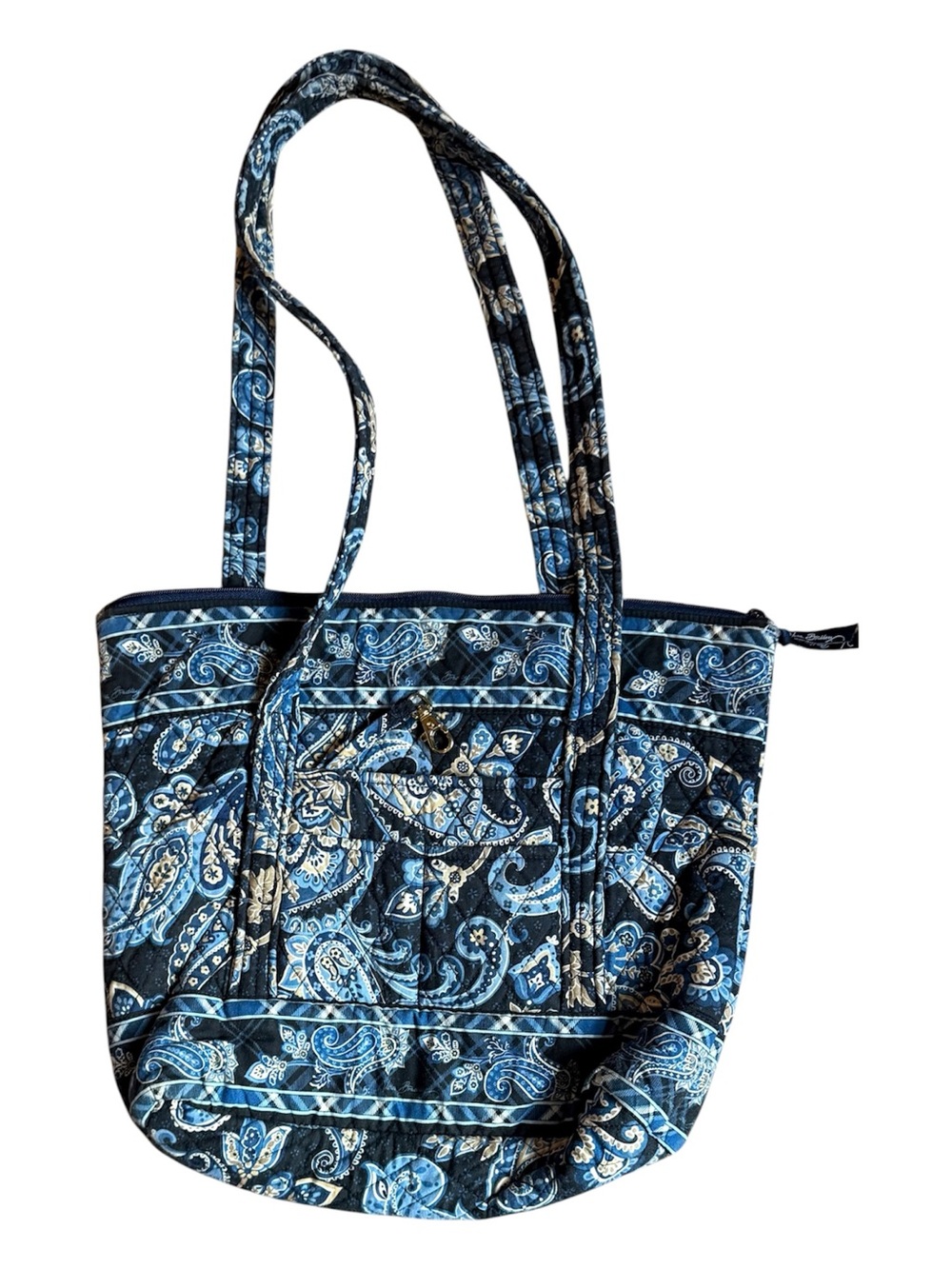Vera Bradley Navy and Light Blue Paisley Quilted Tote